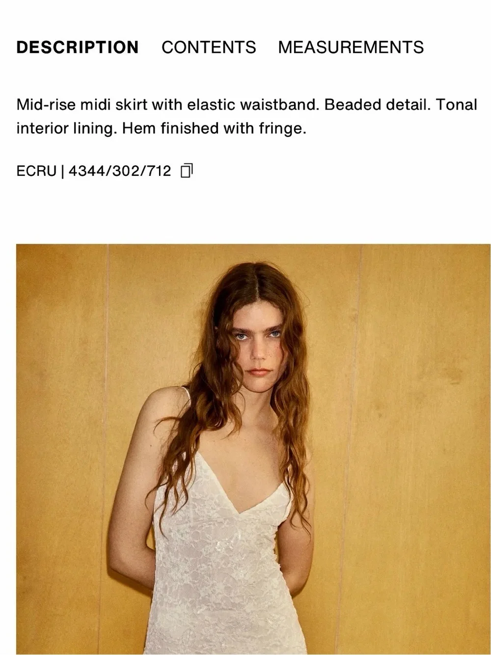 Zara NWT 2 piece top & skirt SET Lace Fringe beaded embellished ivory cream set - Picture 15 of 16